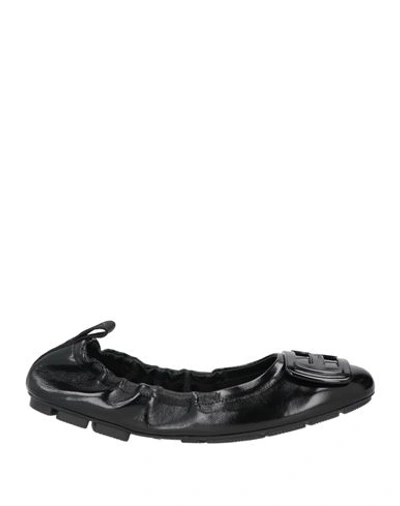 Hogan Woman Ballet Flats Black Size 9 Soft Leather In Black