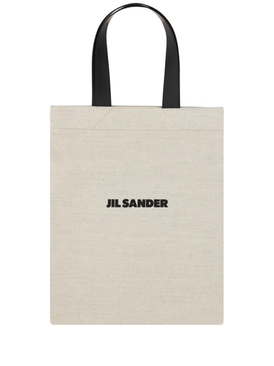 Jil Sander Leather-trimmed Canvas Tote In 280