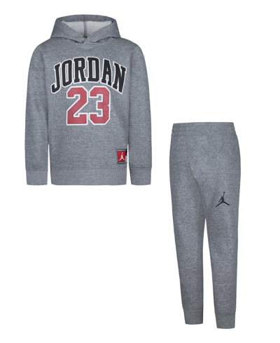 Shop Jordan Little Boys Jersey Pack Pullover Hoodie And Jogger Pants Set In Carbon Heather