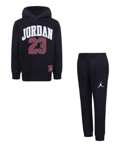 Shop Jordan Little Boys Jersey Pack Pullover Hoodie And Jogger Pants Set In Black