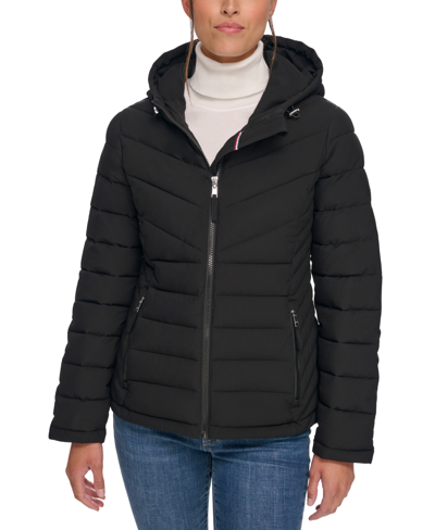 Shop Tommy Hilfiger Women's Hooded Packable Puffer Coat In Black