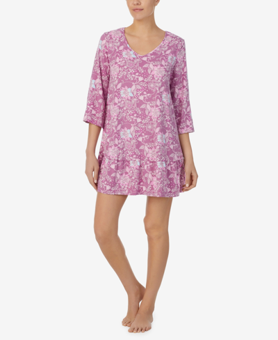Shop Ellen Tracy Women's 3/4 Sleeve Short Nightgown In Pink Multi