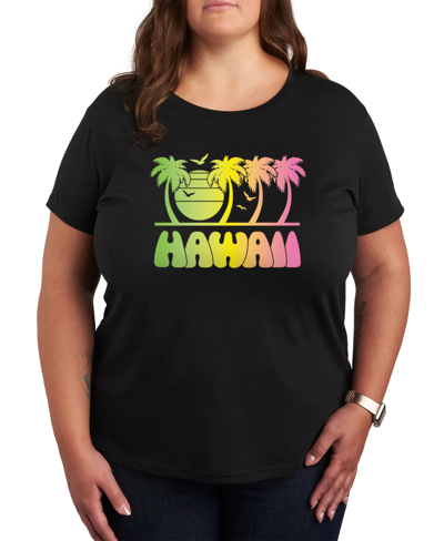 Shop Air Waves Trendy Plus Size Destination Hawaii Graphic T-shirt In Black