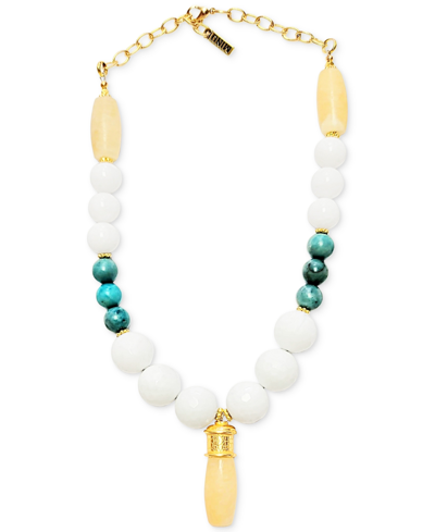 Shop Minu Jewels Gold-tone Jade & Turquoise Pendant Necklace, 16" +2" Extender In White Gold Turquoise