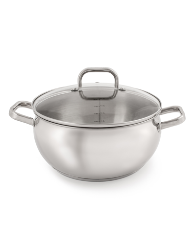 Shop Berghoff Belly 18/10 Stainless Steel 5.5 Quart Stockpot With Glass Lid In Silver