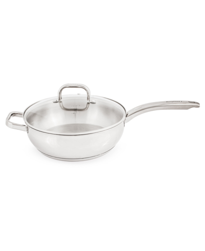 Shop Berghoff Belly 18/10 Stainless Steel 9.5" Deep Skillet With Glass Lid In Silver