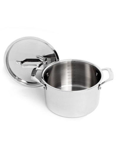 Shop Berghoff Professional 18/10 Stainless Steel Tri-ply 4 Quart Stockpot With Lid In Silver