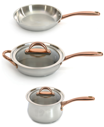Shop Berghoff Ouro 18/10 Stainless Steel 5 Piece Starter Cookware Set With Glass Lids In Silver