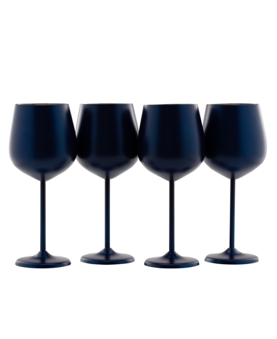 Shop Cambridge 18 oz Navy Stainless Steel White Wine Glasses, Set Of 4