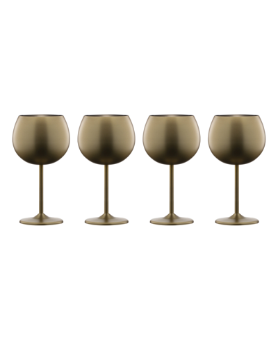 Cambridge 12 oz Brushed Gold Stainless Steel Red Wine Glasses, Set Of 4 In Gold