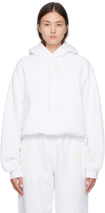 Alexander Wang T White Bonded Hoodie In 100 White