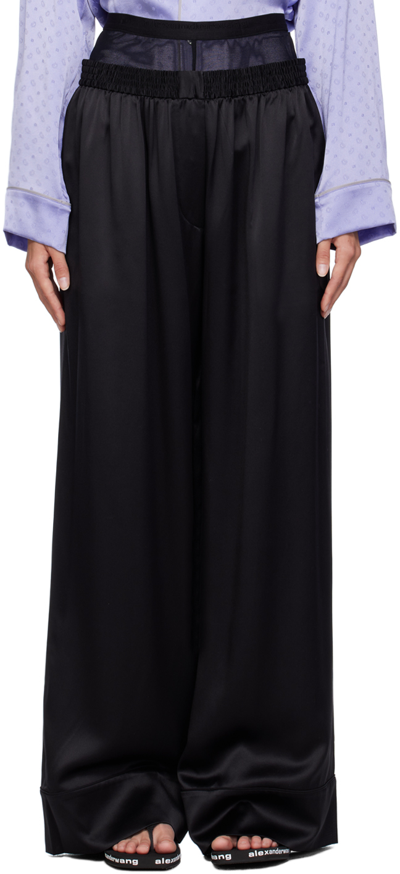 Alexander Wang Layered Boxer Pant In Silk Charmeuse In 001 Black
