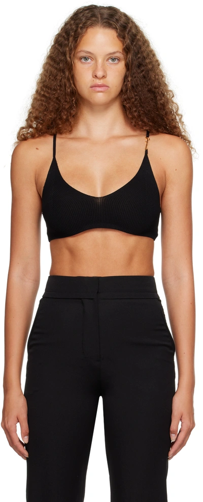 Jacquemus Le Bandeau Pralu Logo Crop Top In Black