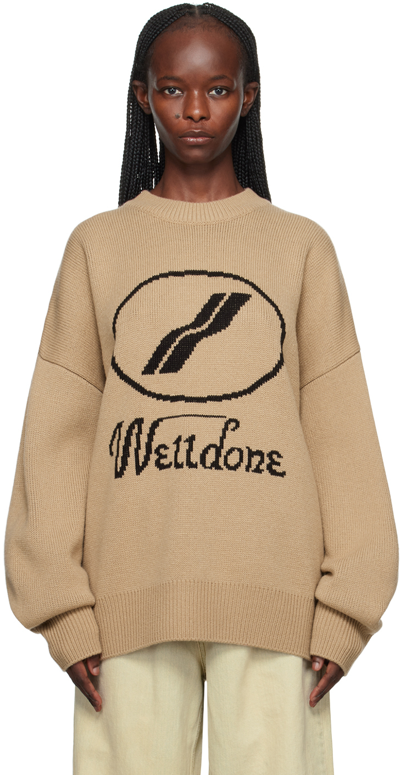 Shop We11 Done Beige Crewneck Sweater