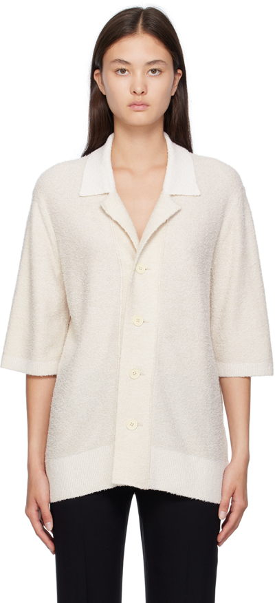 Shop Zegna Off-white Short-sleeve Cardigan In N02 Powder White