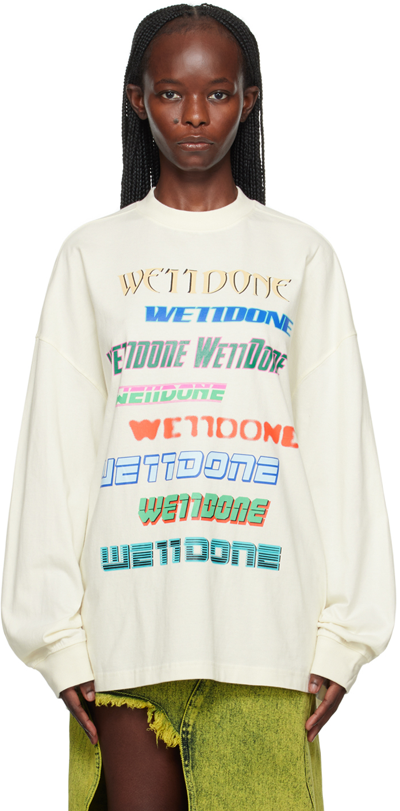 Shop We11 Done White Printed Long Sleeve T-shirt