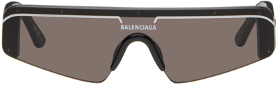 Shop Balenciaga Black Ski Rectangle Sunglasses In 001 Black