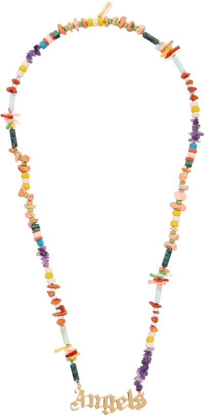 Palm Angels Angel Necklace In Multicolor/gold