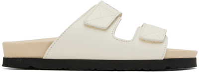 Shop Palm Angels Off-white Logo Sandals In Off White/beige