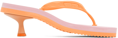 Shop Palm Angels Pink & Orange Kitten Heeled Sandals In Orange/pink
