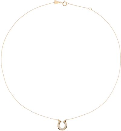 Shop Adina Reyter Gold Baguette Horseshoe Necklace In 14k Yellow Gold
