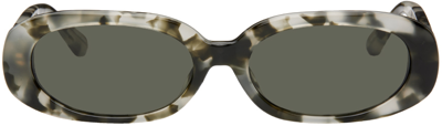 Shop Linda Farrow Tortoiseshell Cara Sunglasses In Kelp T-shell/ Light