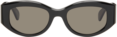 Shop Garrett Leight Black Miles Davis Edition Oval Sunglasses In Bk/gry