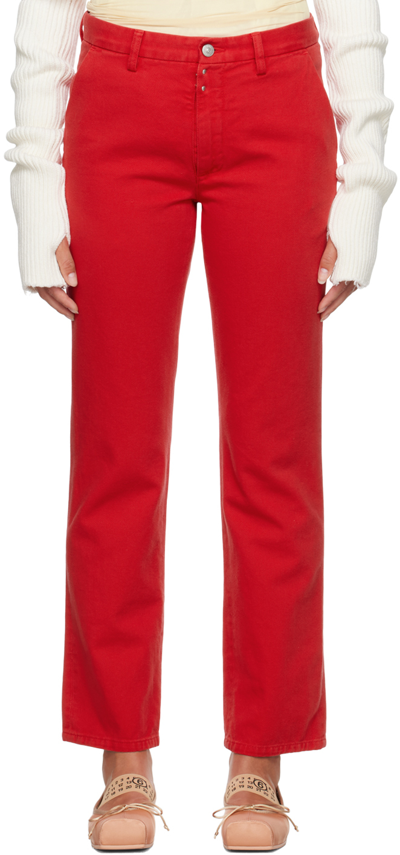 Shop Mm6 Maison Margiela Red Four-pocket Jeans In 312 Red