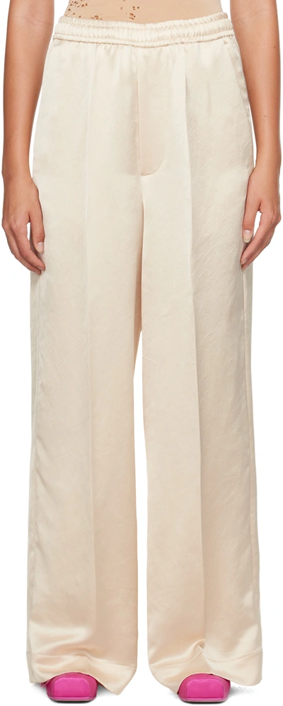 Shop Mm6 Maison Margiela Off-white Crinkled Trousers In 102 Off White