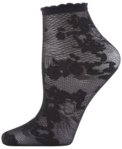 Shop Natori Scarlet Lace Sheer Shortie Socks, Online Only In Black