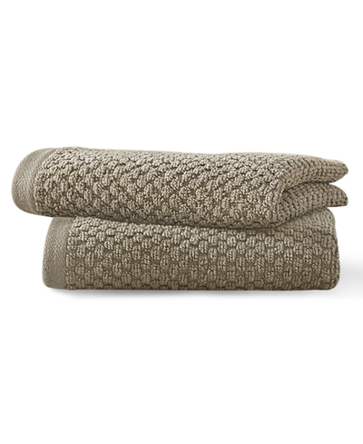 Blue Loom Lilly Cotton And Rayon From Bamboo 2 Piece Hand Towel Set, 30" X 18" In Taupe