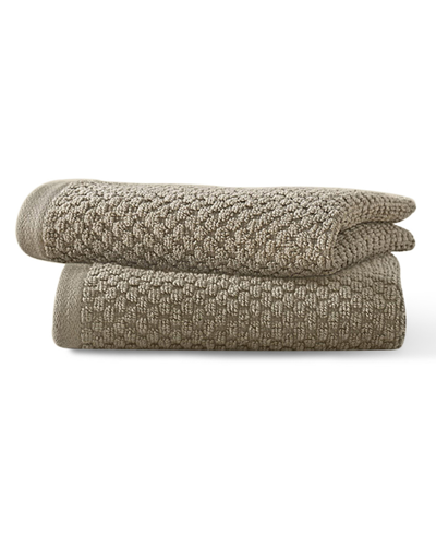 Shop Blue Loom Lilly Cotton And Rayon From Bamboo 2 Piece Washcloth Set, 13" X 13" In Taupe