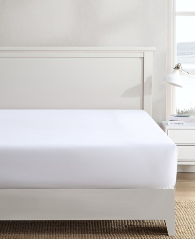 Nautica Solid Cotton Percale Fitted Sheet, Twin/twin Xl In Deck White