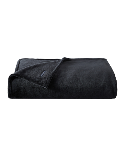 Shop Nautica Solid Ultra Soft Plush Fleece Blanket, Twin In Black