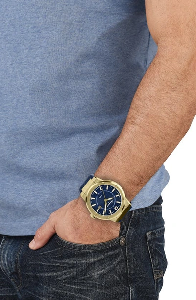 Shop Ferragamo F-80 Chronograph Silicone Strap Watch, 44mm In Yellow Gold