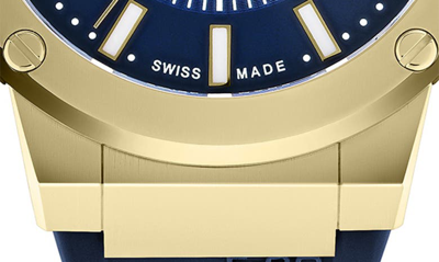 Ferragamo F-80 Chronograph Silicone Strap Watch, 44mm In Yellow Gold