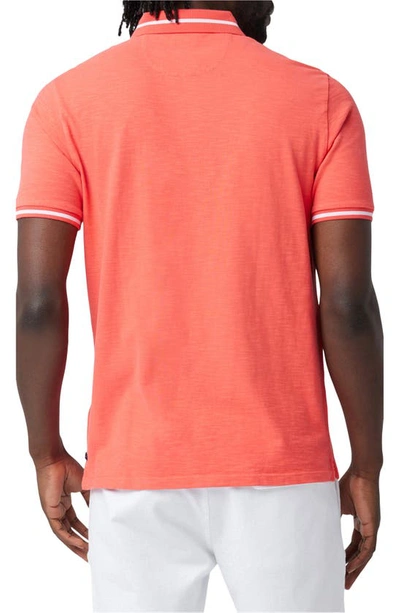 Shop Good Man Brand Match Point Tipped Slub Short Sleeve Polo In Cayenne