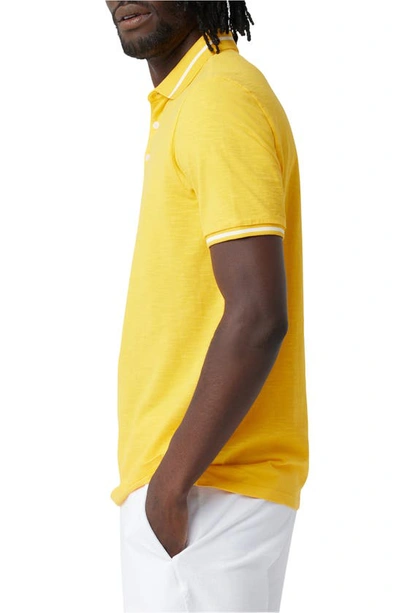 Shop Good Man Brand Match Point Tipped Slub Short Sleeve Polo In Gold Fusion