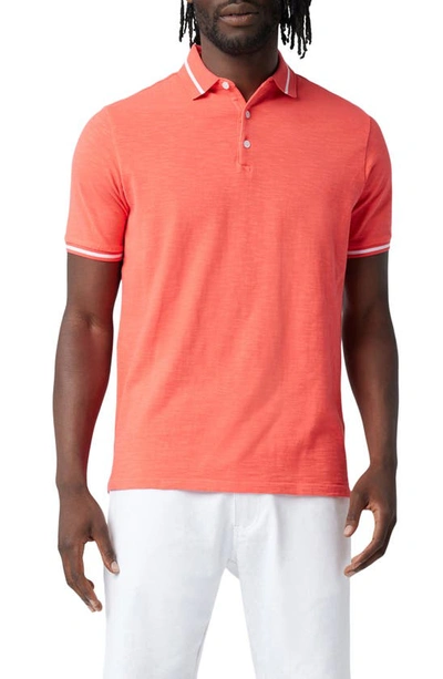 Shop Good Man Brand Match Point Tipped Slub Short Sleeve Polo In Cayenne