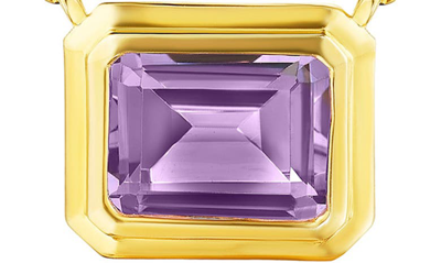 House Of Frosted 14k Gold Plated Sterling Silver Amethyst Deco Chain Necklace In Gold