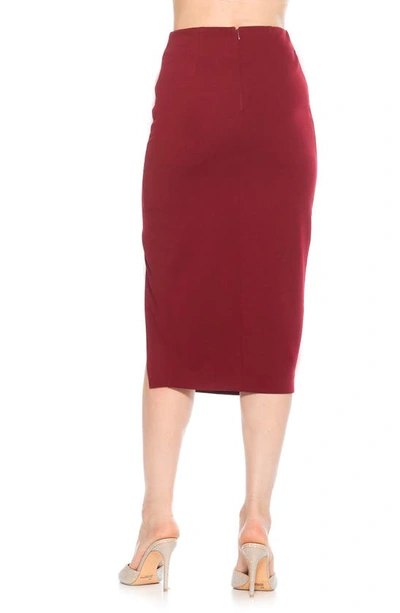 Alexia Admor Zayla Ruched Pencil Skirt In Burgundy