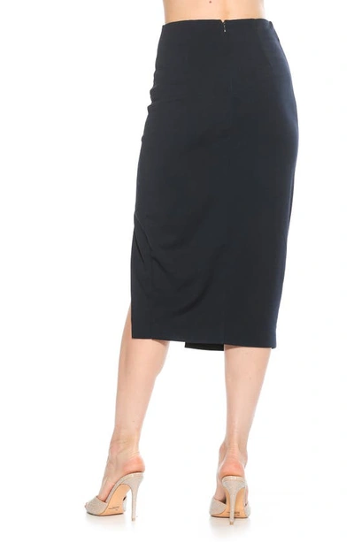 Shop Alexia Admor Zayla Ruched Pencil Skirt In Navy