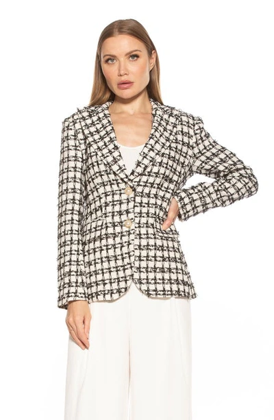 Shop Alexia Admor Raya Classic Tweed Two-button Blazer In Black/ White