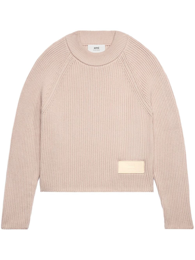 Shop Ami Alexandre Mattiussi Logo-patch Knitted Jumper In Pink