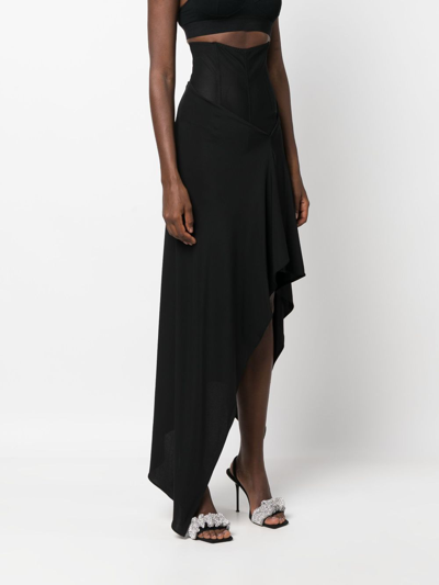 Shop Alessandro Vigilante Corset-style Asymmetric Midi Skirt In Black