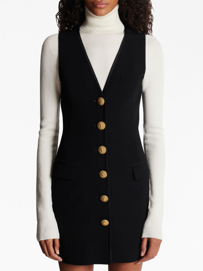 Balmain V-neck Button-front Minidress In 0pa