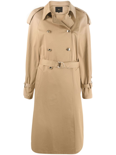 Shop Maje Double-breasted Trench Coat In Brown