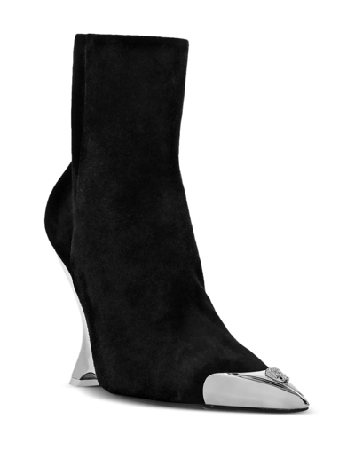 Philipp Plein Pointed-toe Suede Ankle Boots In Black