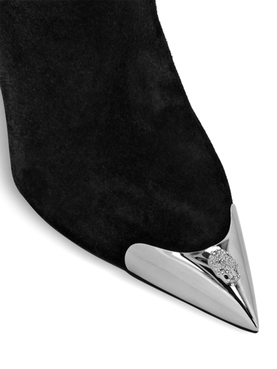 Philipp Plein Pointed-toe Suede Ankle Boots In Black