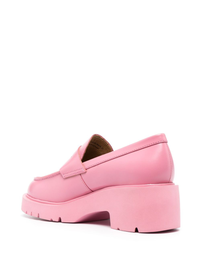 Shop Camper Milah 60mm Mid-block Heel Loafers In Pink